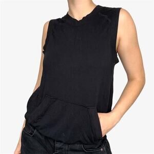 David Lerner black l sleeveless sporty vest top